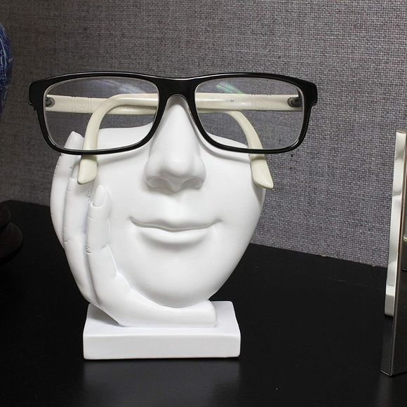 White Polyresin Unisex Eyeglasses Display Heads - Picture 4 of 7